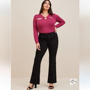 New Torrid 0X Super Soft O-Ring Detail&Cutouts Long Sleeve Top-Sz 0X(12) NWT